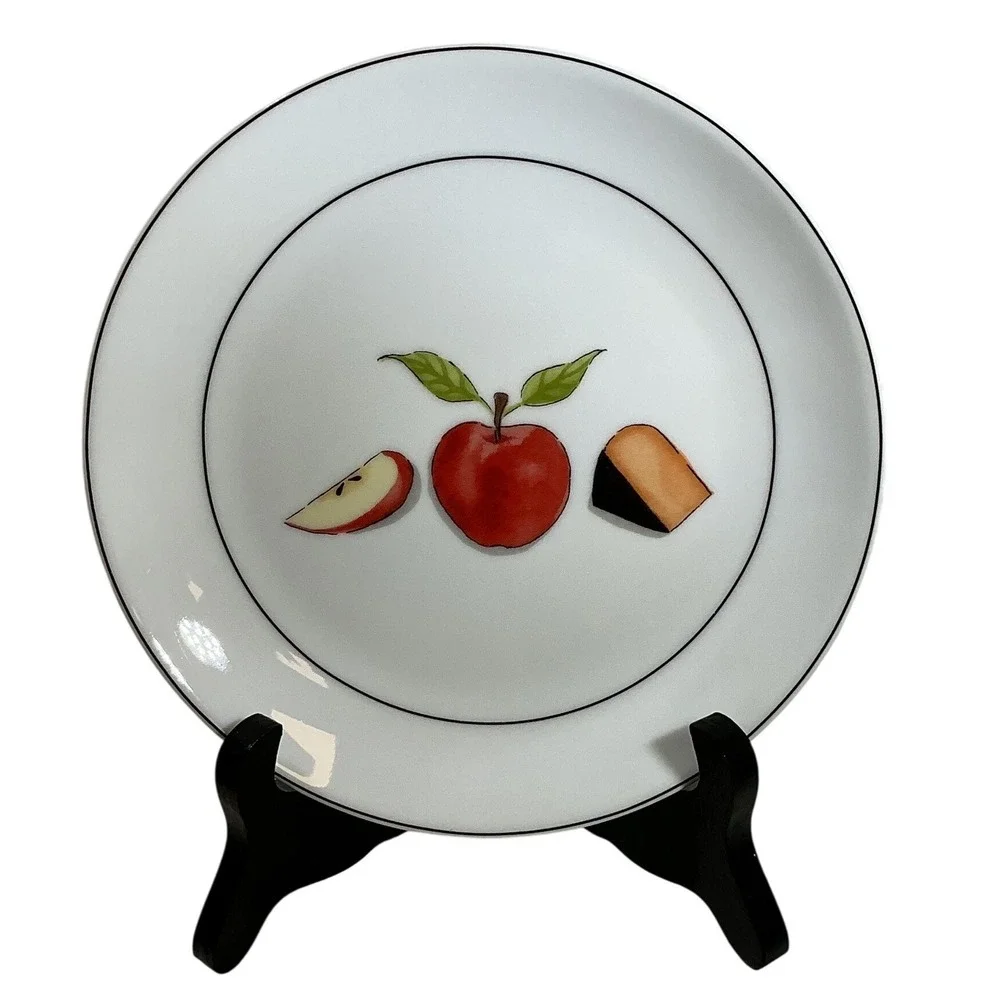 Nancy Green Crate & Barrel Fruit Fromage Appetizer Plates Set of 6 White Ceramic